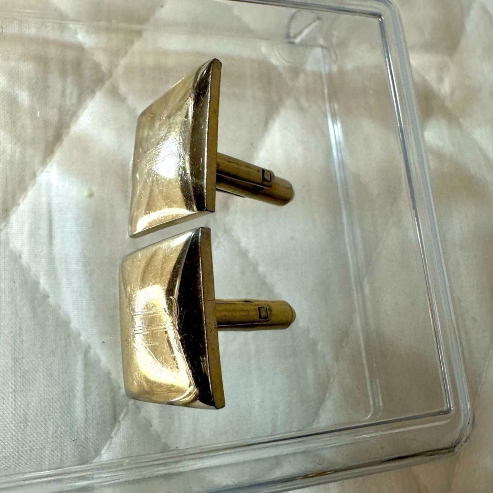 Mens Gold Tone Cufflinks Square Unique Classic Vintage